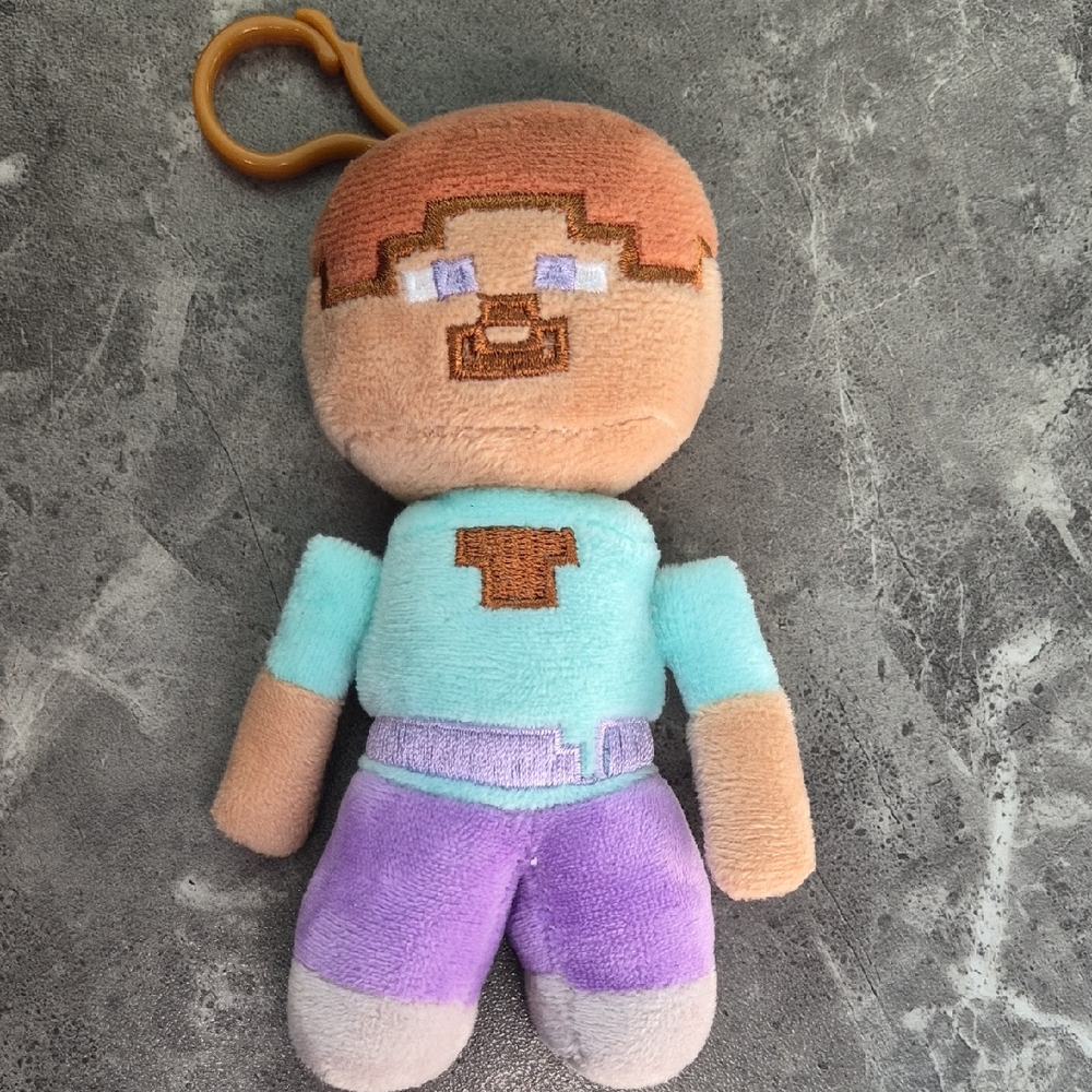 Mindcraft Plush Toy with Blue and Purple Outfit Purple Pants 'Steve'